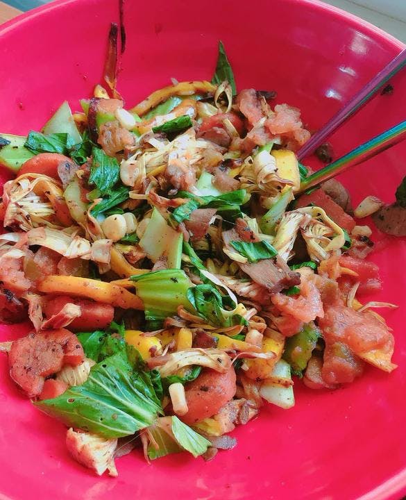 Cover Image for Gai Lan Stir Fry with Jackfruit (Vegan)